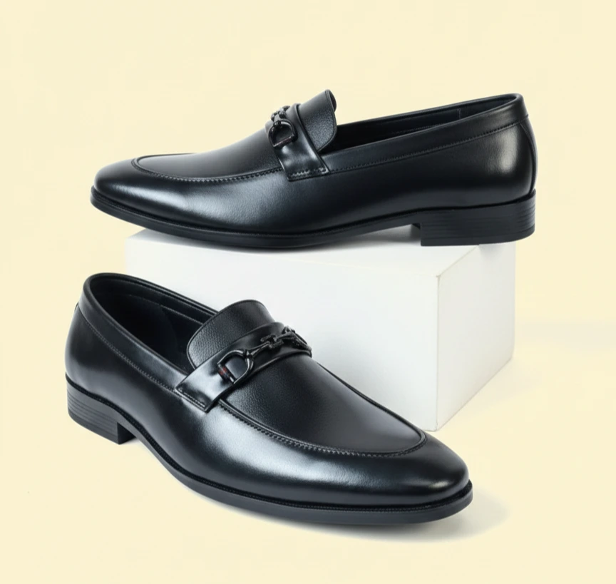 Men's Horsebit Loafers (Black, UK 6)